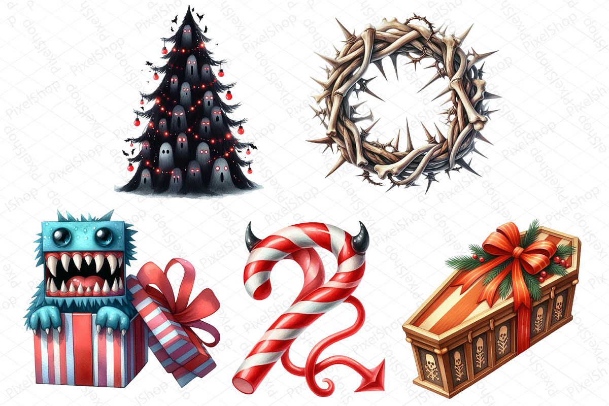 Creepy Christmas PNG, an Illustration by DreamPrint404 (Photo 2 of 4)