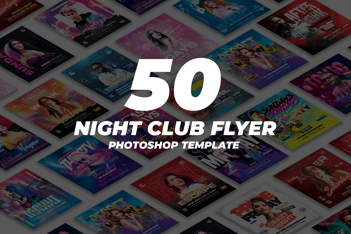50 Night Club Party Flyer Bundle 11, a Flyer Template by NanoAgency (Photo 1 of 2)