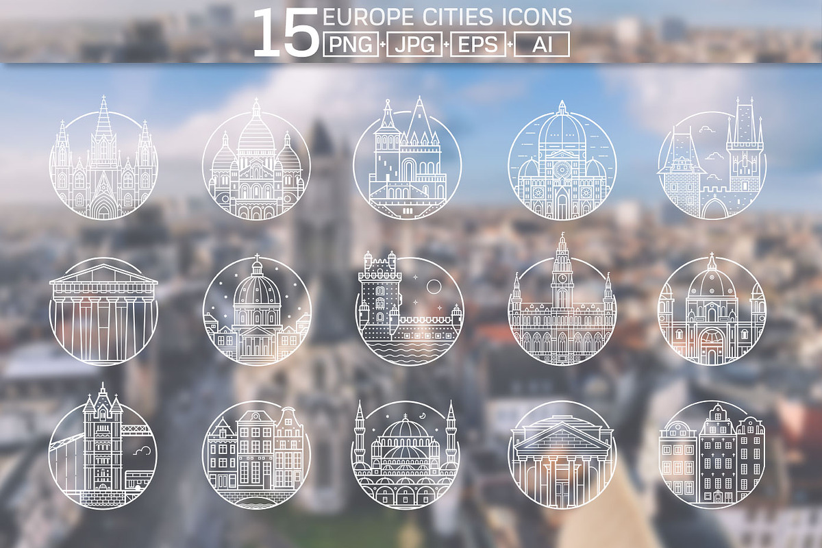 Travel Europe City Destinations, an Object Graphic by Alex Krugli (Photo 2 of 6)