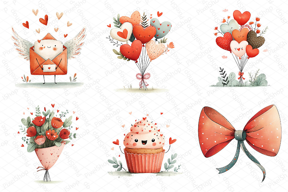 Cute Valentines Clipart Bundle, an Illustration by DreamPrint404 (Photo 6 of 6)
