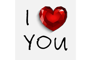 Happy Valentines Day Card with Heart. Illustration