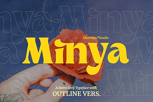 Minya - Retro Font (Outline Version), a Serif Font by Dharmas Foundry
