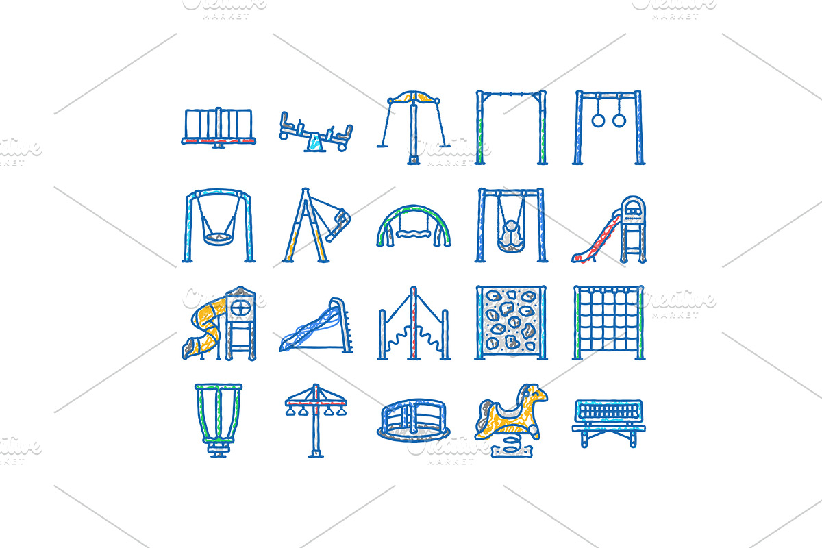 playground park outdoor play icons, an Object Illustration by pikepicture