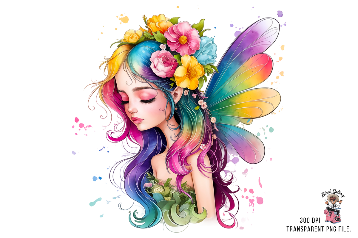 Rainbow Fairy Girl PNG Bundle, a Graphic by Clipart Bloom (Photo 5 of 11)