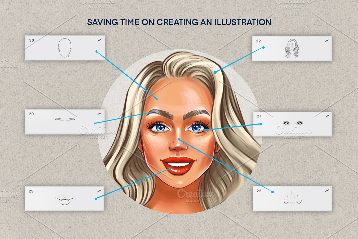 Character Portrait stamp Brushes, a Brush Add-On by Procreate Market (Photo 2 of 14)