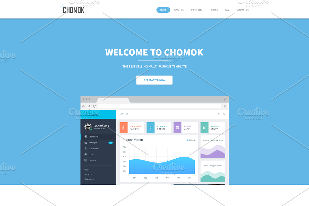 Chomok - Material Landing Page PSD, a Landing Page Template by Pentaclay (Photo 7 of 7)