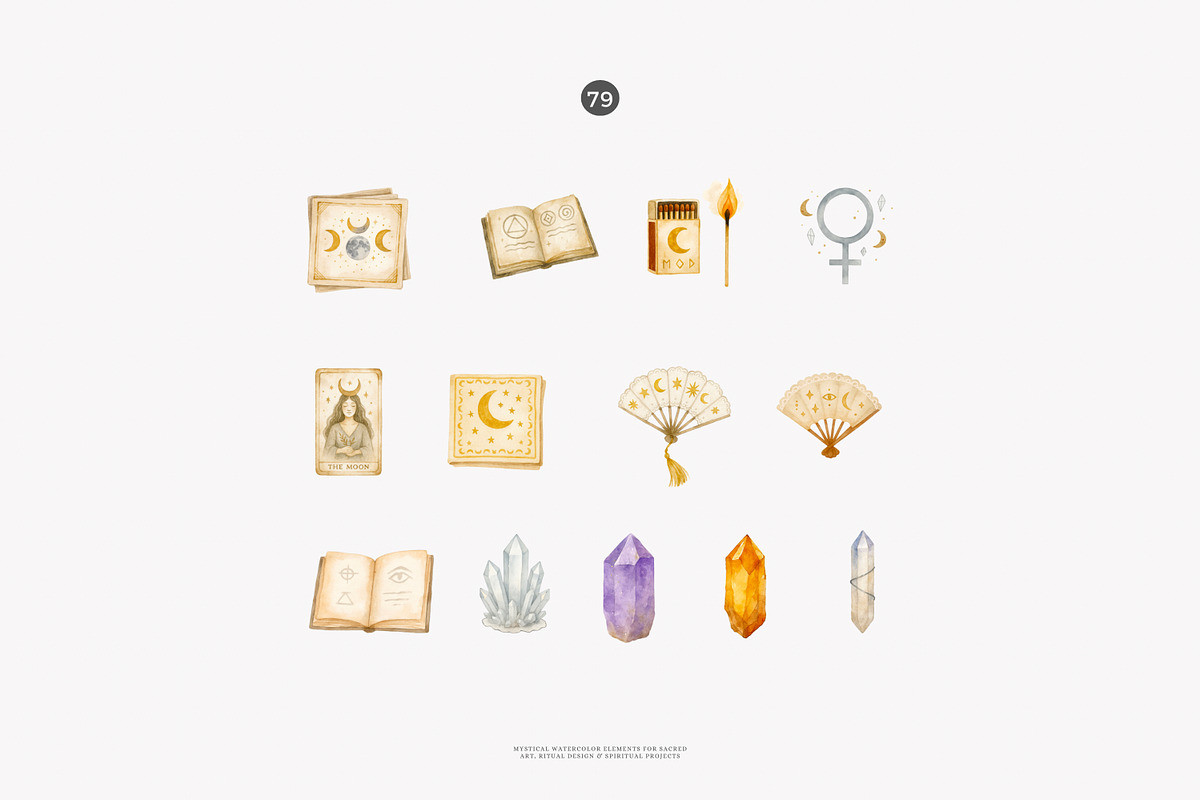 wiccan clipart mystical elements set, a Decorative Illustration by Patishop Art (Photo 7 of 10)