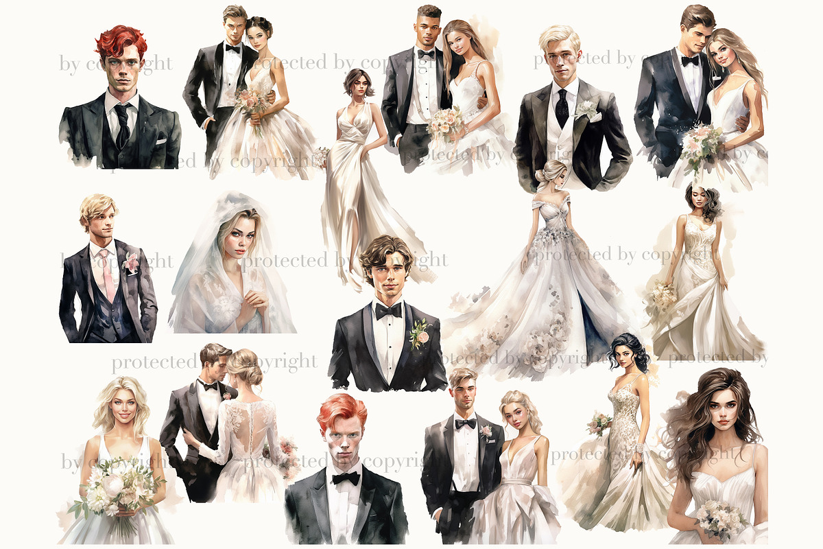 Bride and Groom Clipart, a Person Illustration by GlamArtZhanna (Photo 3 of 5)