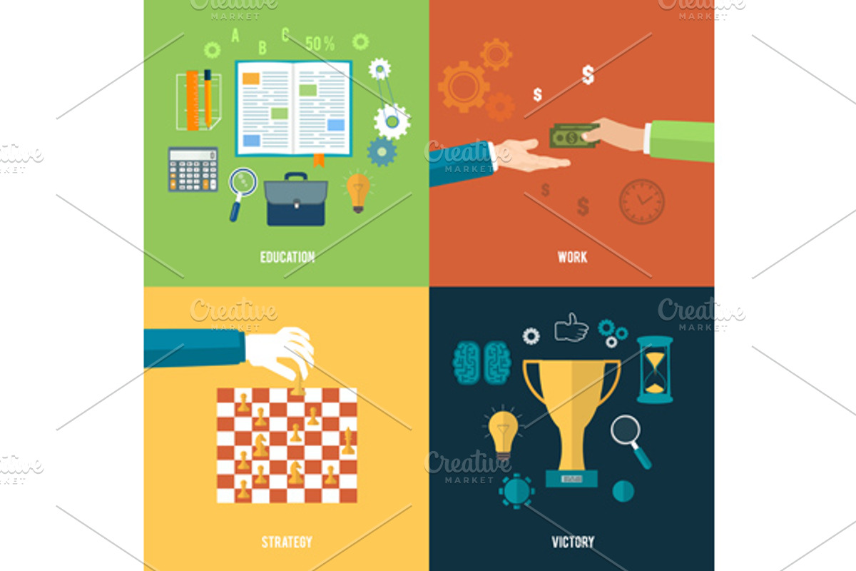 Set icons for education, work