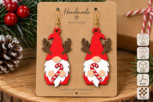 Christmas Gnome Earrings Laser Cut