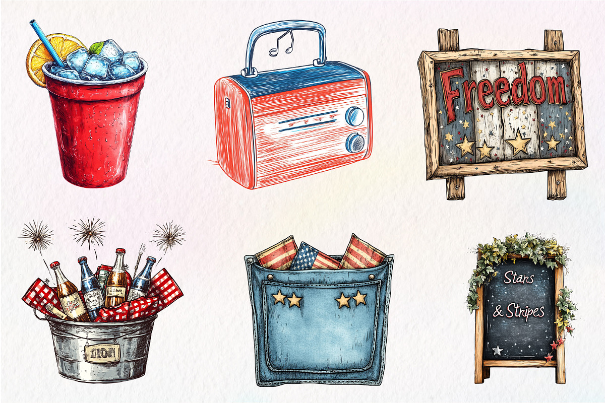 Rustic 4th of July Clipart, an Illustration by CreationArt (Photo 4 of 5)