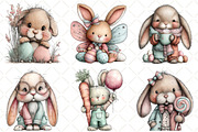 Whimsical Easter Bunny Clipart, an Illustration by Black Bird Studio (Thumbnail 3 of 6)