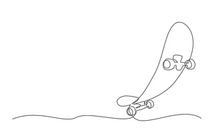 Skateboard One Line Drawing Isolated