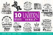 Unicorn SVG bundle 10 designs, an Illustration by BlackCatsMedia (Thumbnail 2 of 2)