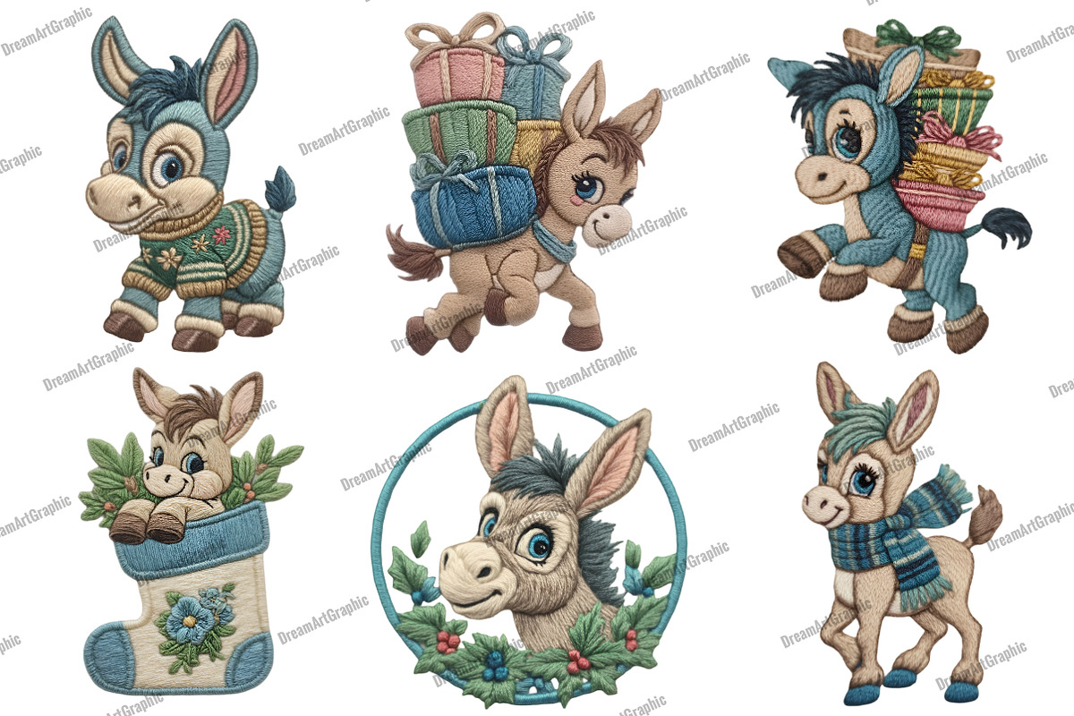 Christmas Funny Donkey Clipart, an Illustration by DreamArtGraphic (Photo 3 of 5)