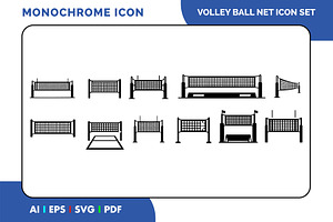 Volleyball Net Icon Set, a Solid Icon by Fontmine Studio