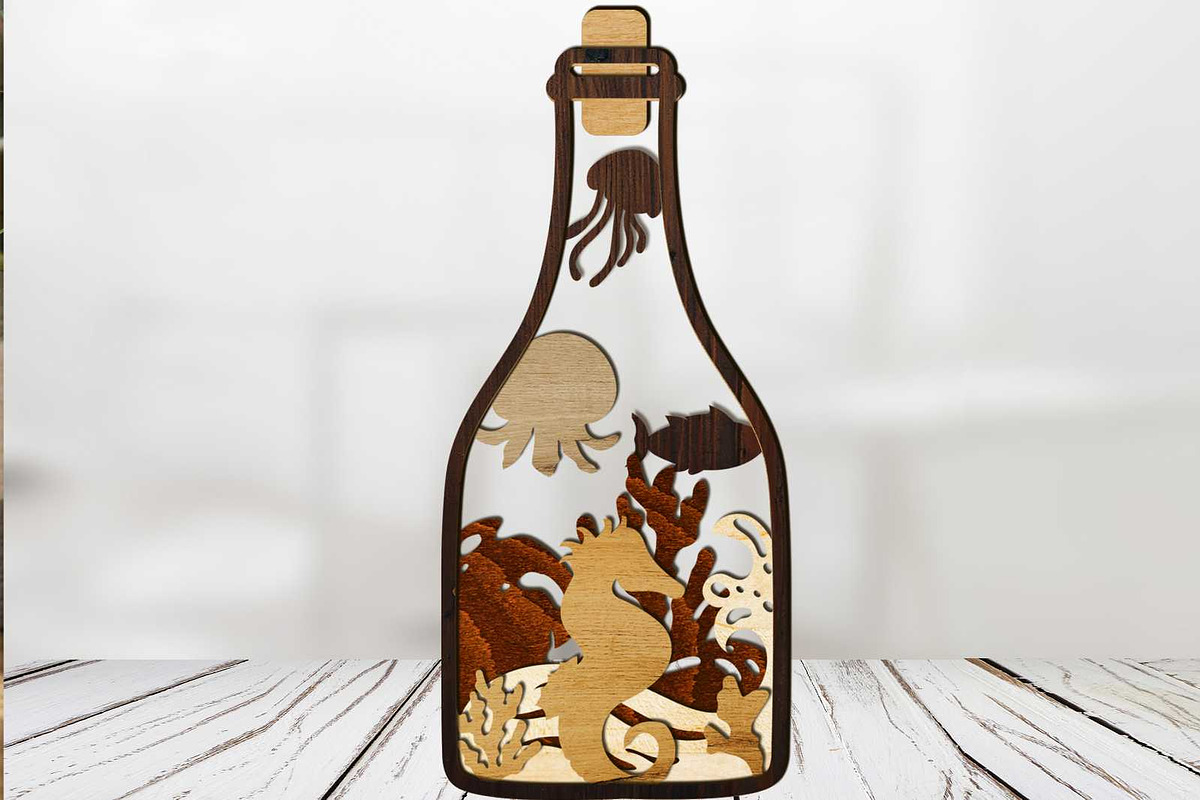 Sea Bottle Bundle Multilayer Decor, a Templates & Theme by LaserCutano (Photo 2 of 4)
