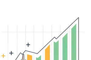 Two professionals analyzing data for business growth and success trends, an Illustration by AS photostudio