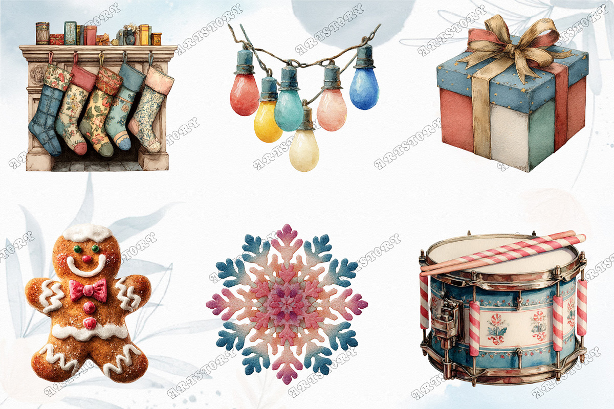 90s Retro Christmas Clipart, an Illustration by designcity5 (Photo 2 of 5)