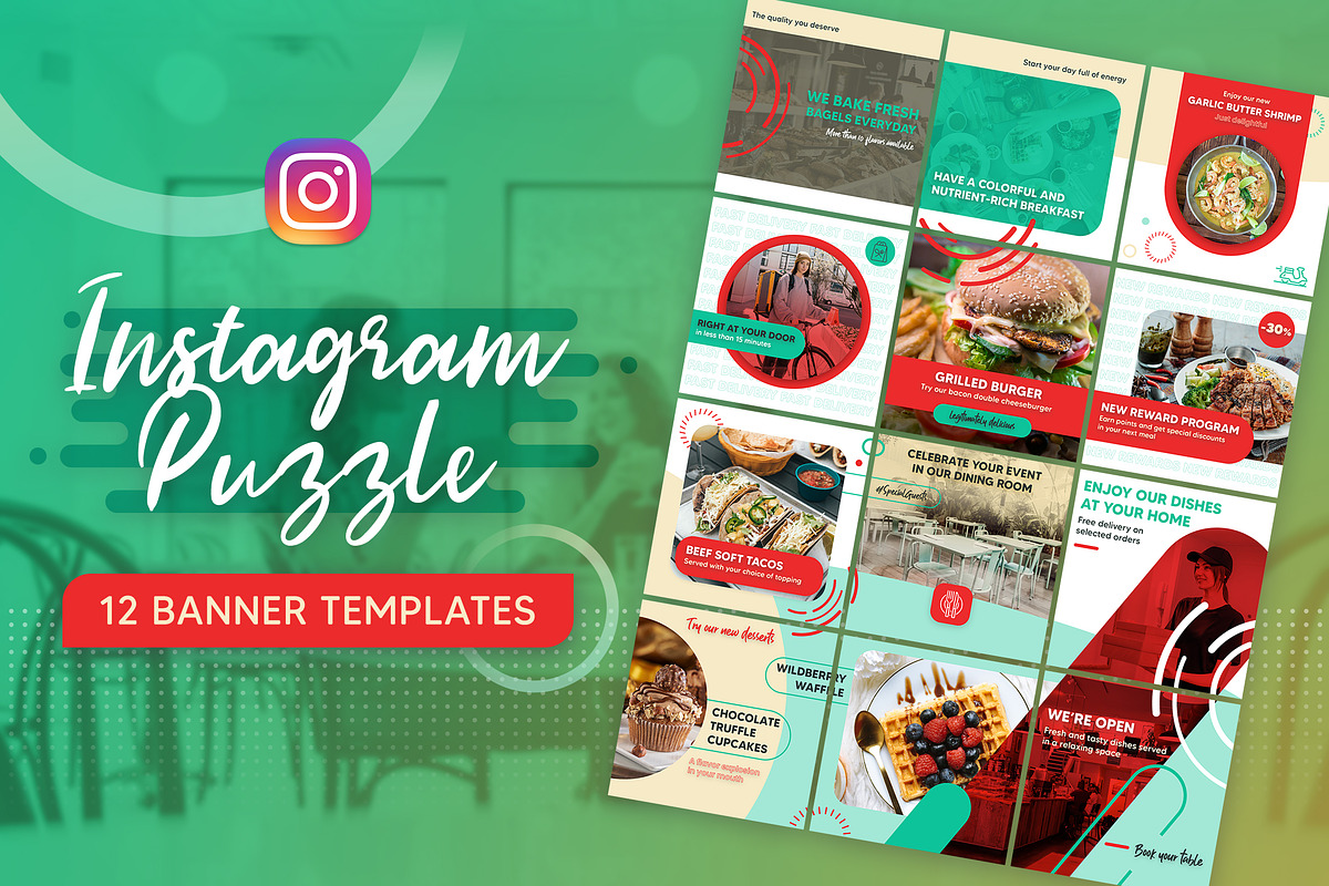 Instagram Puzzle for Food Delivery, a Social Media Template by Brandify Studio (Photo 1 of 2)