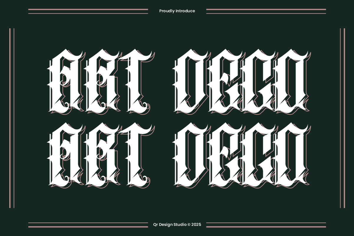 Oldero Glemoxe - Tattoo Font, a Blackletter Font by QR Design Studio (Photo 3 of 7)