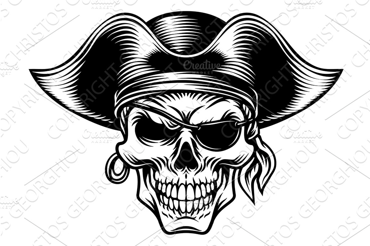 Pirate Skull Captain Hat Skeleton, an Object Illustration by Christos Georghiou