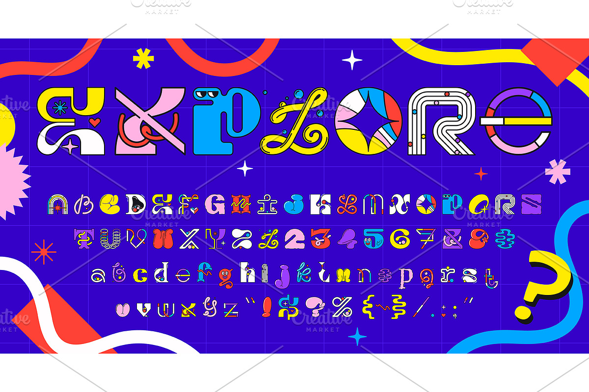 Trippy y2k font, modern geometric, an Illustration by Buch&Bee (Photo 1 of 3)