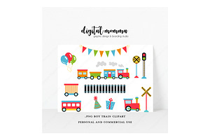 Boy Choo Choo Train Clipart