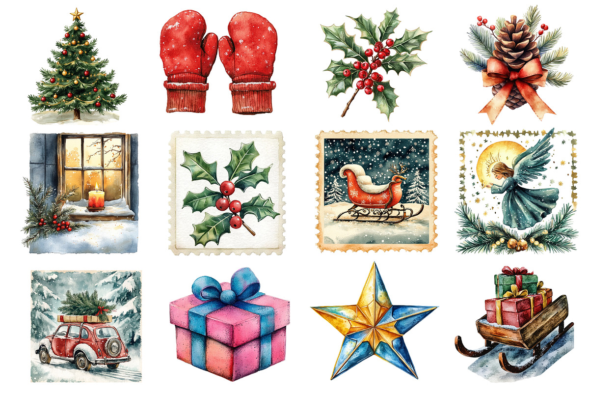 Watercolor Christmas Clipart Bundle, an Illustration by Dream Creation (Photo 3 of 4)