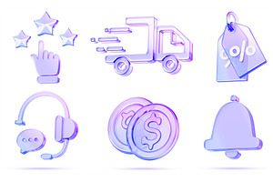 3d glass holographic shopping icon, a Finance Illustration by Marozhkastudio