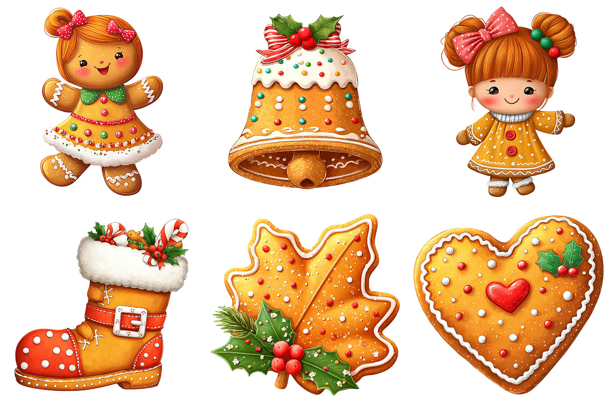 Christmas Gingerbread Clipart, an Illustration by Craft Nest (Photo 10 of 10)