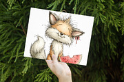 Summer Fox Enjoy Watermelon Clipart, an Illustration by Libby Wishes (Thumbnail 4 of 7)