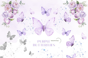 Purple Butterfly With Flower Clipart, an Illustration by Sunflower Day Love