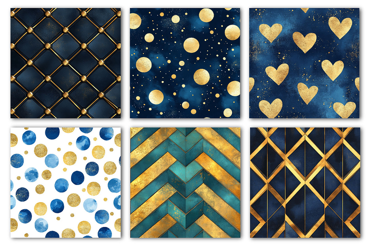 Blue and Gold Digital Paper, an Illustration by Dream Creation (Photo 4 of 4)