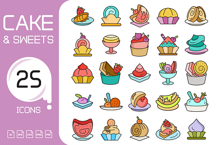 Desserts and Sweets Icons Set