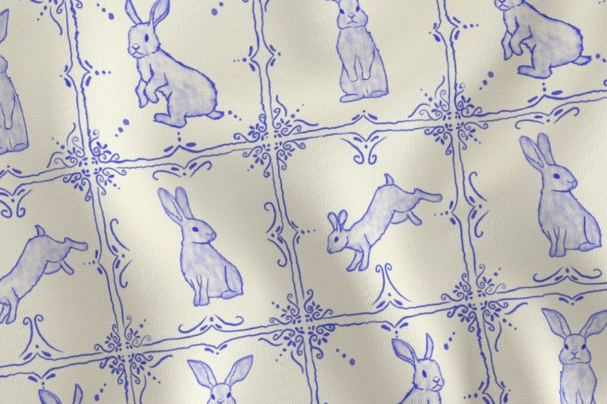 Rabbit Delft Tiles Repeat Pattern, a Pattern Graphic by Forest Lily (Photo 3 of 5)