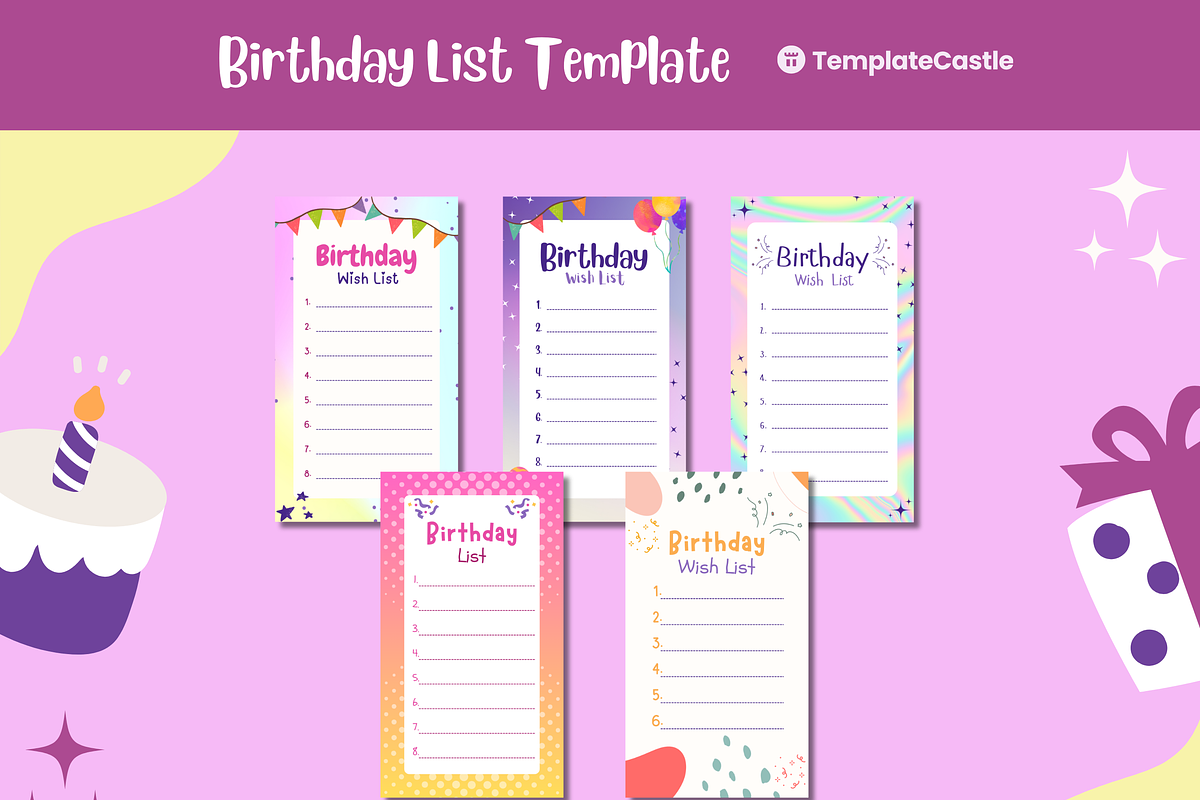 Happy Birthday List Templates, a Templates & Theme by TemplateCastleStore (Photo 2 of 9)