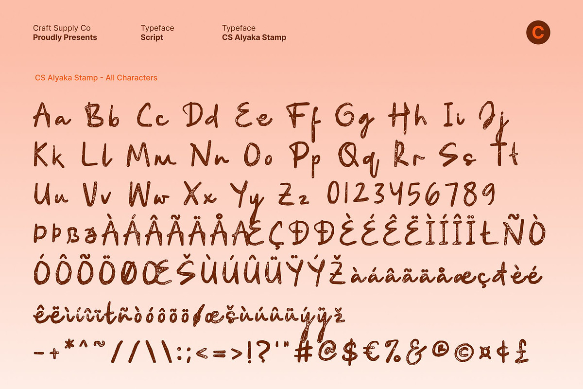 CS Alyaka Stamp, a Handwritten Font by Craft Supply Co. (Photo 8 of 8)