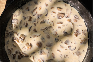 A pot of creamy mushroom sauce, a Food & Drink Photo by darksoul72