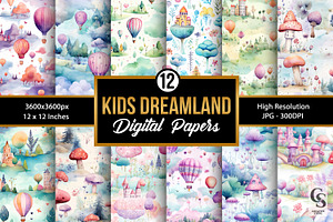 Watercolor Kids Dreamland Patterns