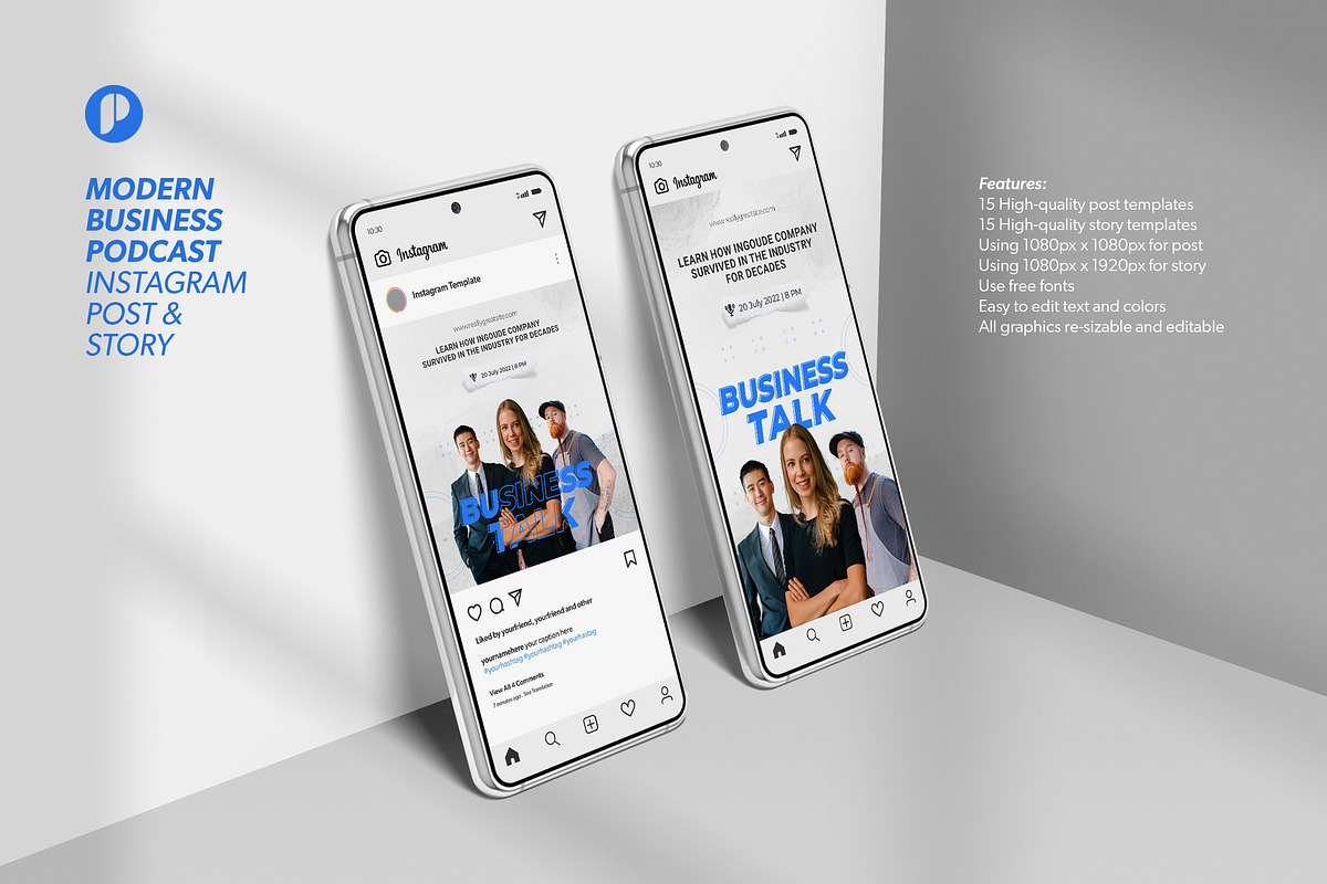 Modern Business Podcast Instagram, a Social Media Template by peterdraw (Photo 2 of 10)