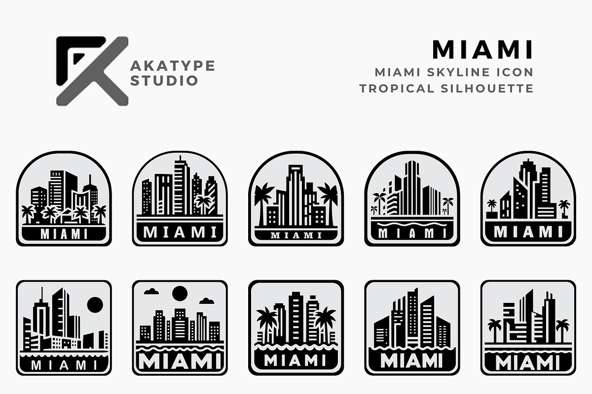 Miami Skyline Icon, a Solid Icon by Akatype Studio (Photo 1 of 3)
