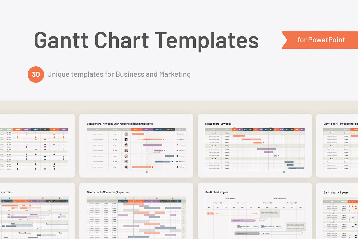 Gantt Chart PowerPoint Templates, a Presentation Template by HiSlide.io (Photo 1 of 5)