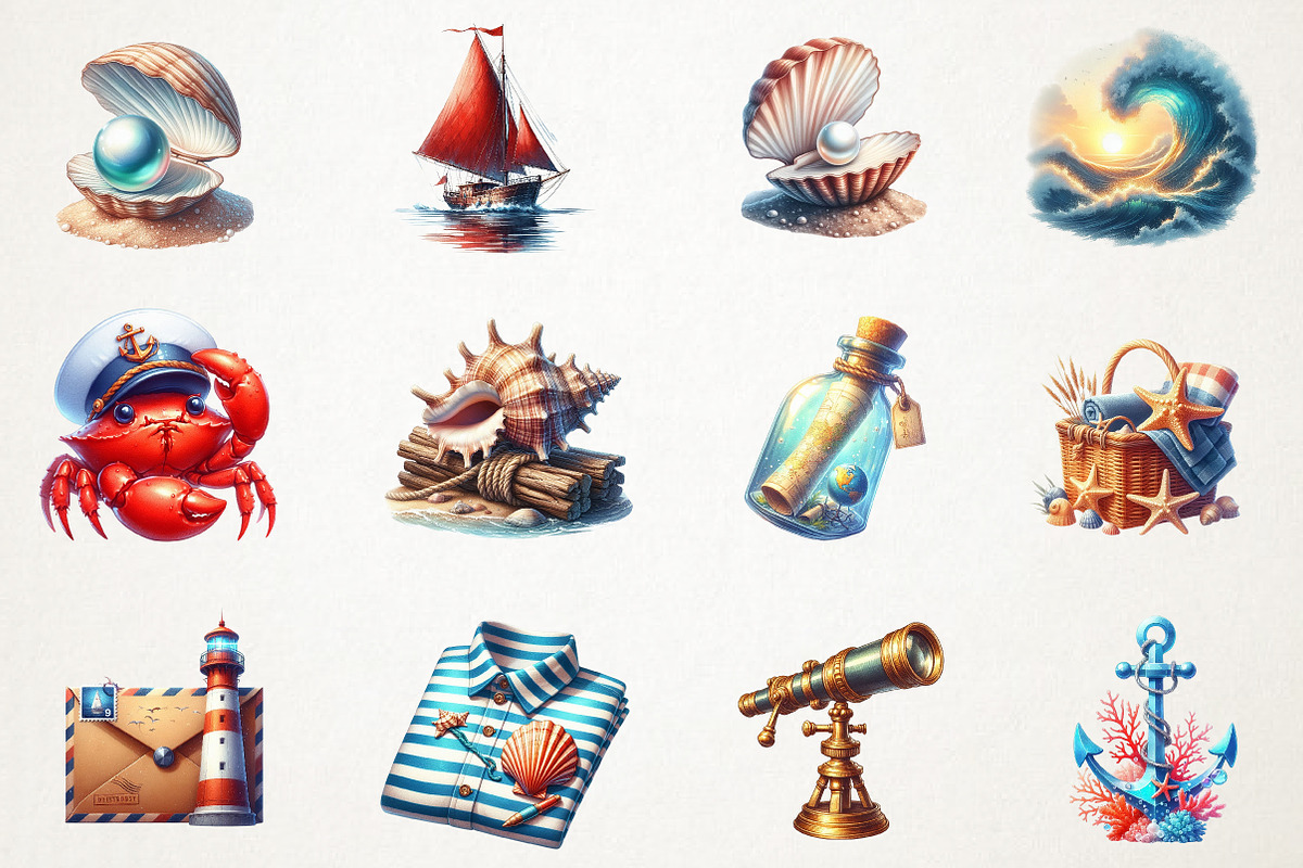 Nautical Summer Clipart, an Illustration by RobertsArt (Photo 4 of 7)