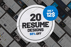 20 in 1 Resume Bundle, a Resume Template by Saman Osama