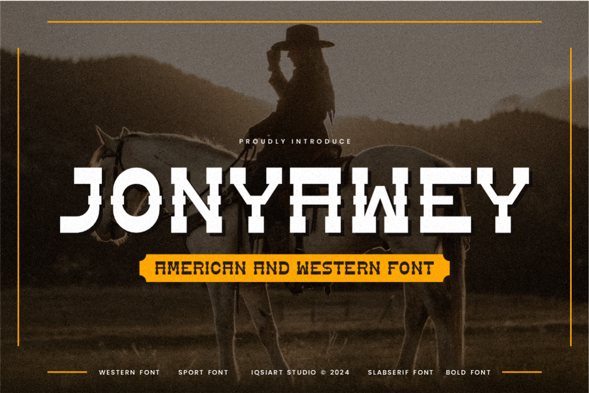 Jonyawey - Western Font, a Slab Serif Font by Iqsiart Studio (Photo 1 of 6)