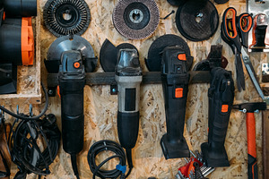 Tool storage workshop wall set equipment carpentry, an Industrial Photo by Photo Drive Studio