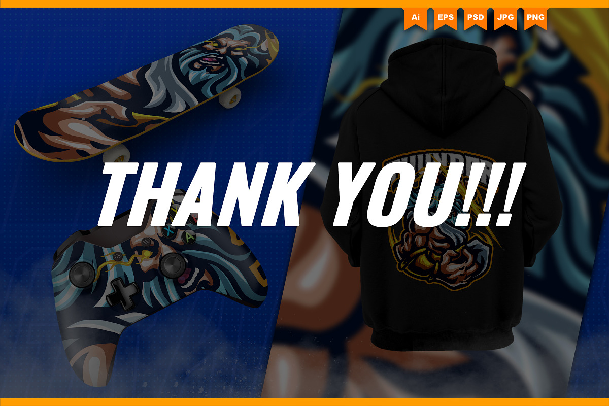 Zeus Thunder God Mascot Esport Logo, a Branding & Logo Template by FNR Graphics (Photo 5 of 5)