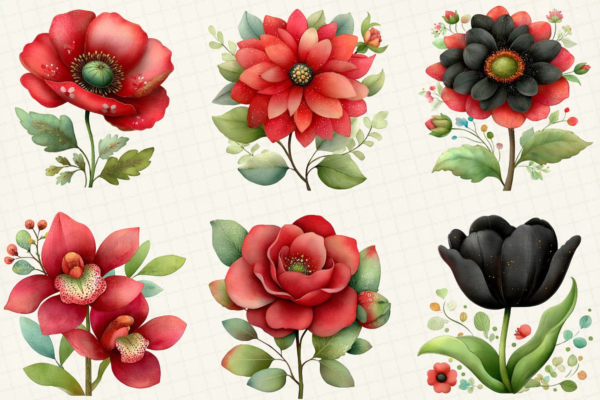 Watercolor Flowers Clipart, an Illustration by DreamCafeArt (Photo 2 of 8)
