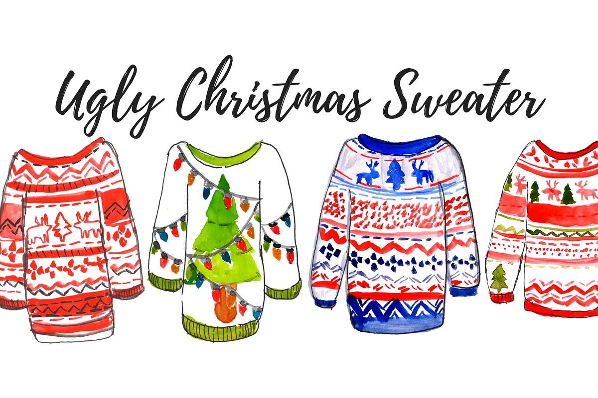 Clip Art Ugly Sweater Ugly Christmas Sweater Clipart Set, An